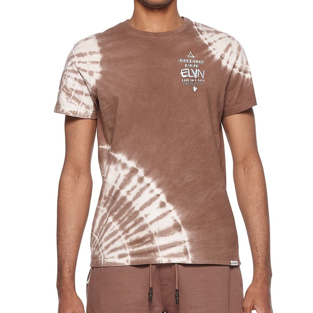 Eleven Paris Men's Deep Taupe Tie Dye Graphic T-Shirt, Medium
